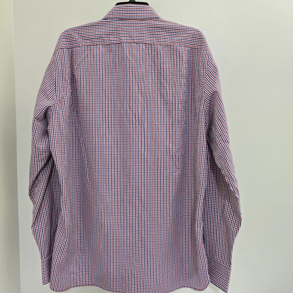 J. CREW size XL Thompson 80s 2 Ply‎ Plaid Wrinkle Free Button Down Dress Shirt